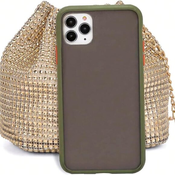 Women's Rhinestone PVC Crossbody Purse Mini Drawstring Bucket Bag for Evening - Picture 4 of 6